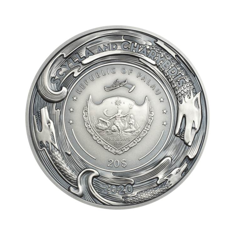 Design zilveren Scylla en Charybdis munt