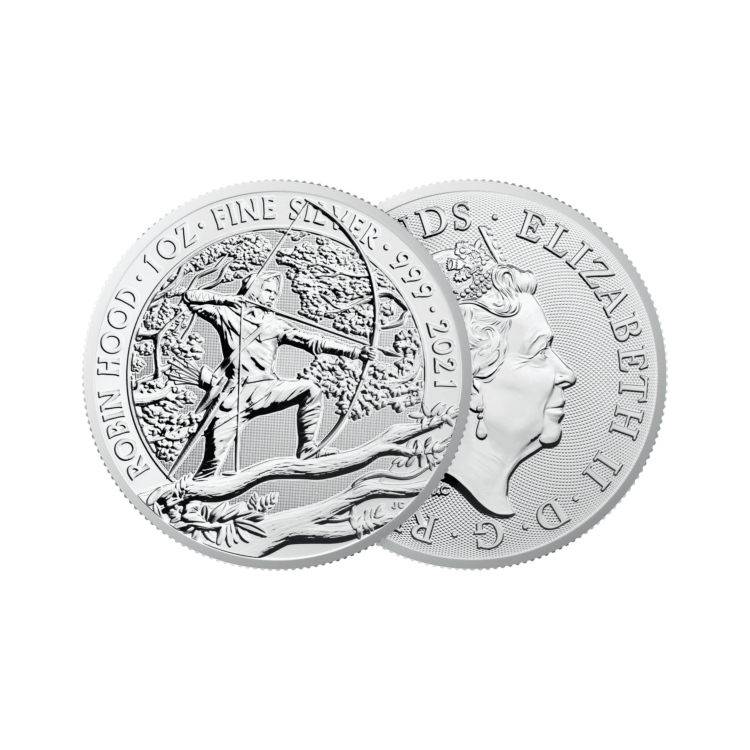 worm levering aan huis diefstal 1 troy ounce zilveren munt Robin Hood 2021 | The Silver Mountain