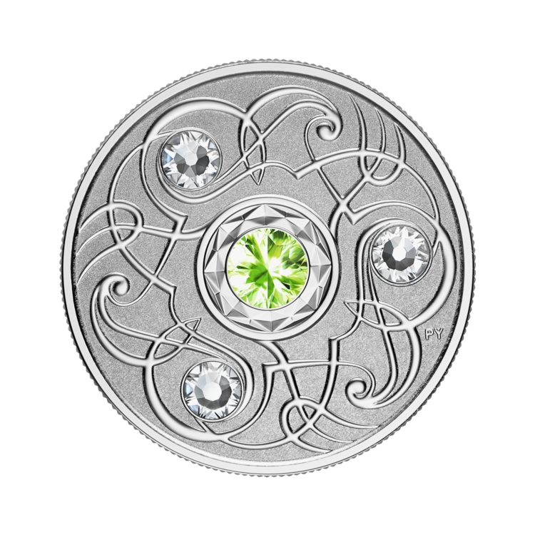 Zilveren munt augustus Birthstone Swarovski 2020