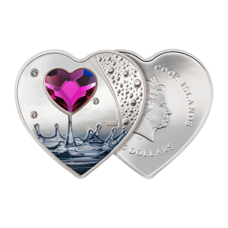 briljante liefde harten zilveren munt 2022