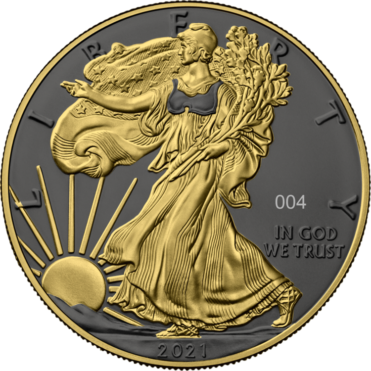 1 Troy ounce zilveren munt Golden Ring - Silver Eagle 2021