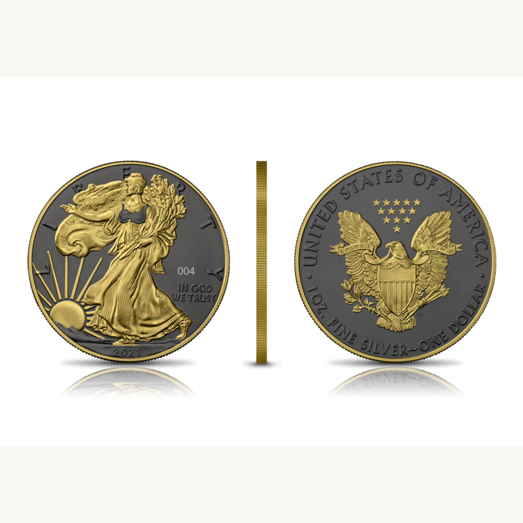 1 Troy ounce zilveren munt Golden Ring - Silver Eagle 2021