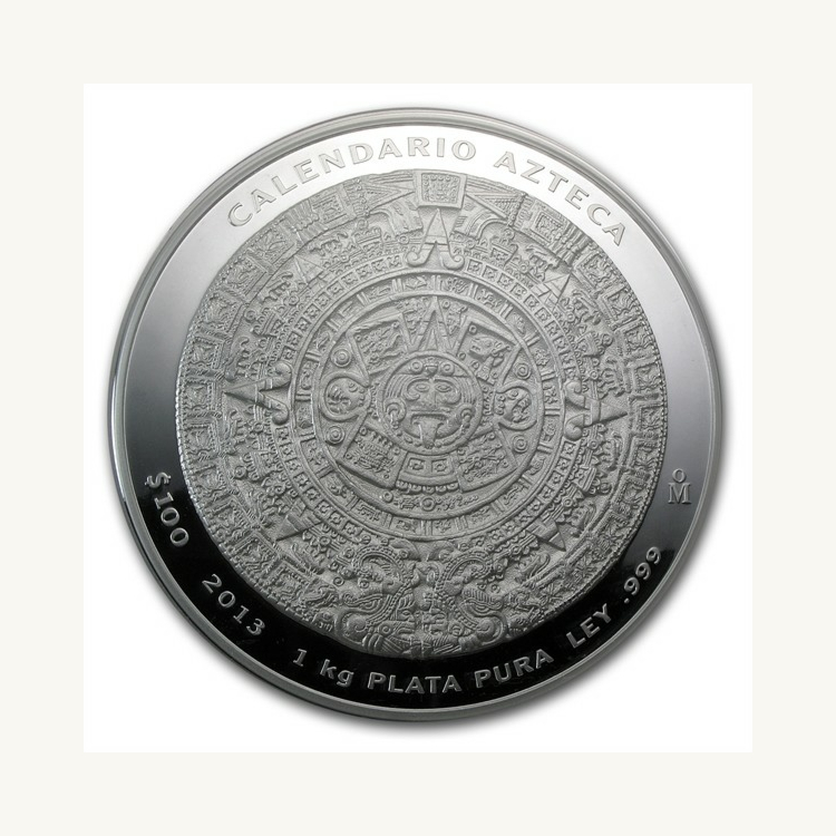 1 kilo zilver proof munt Azteken kalender