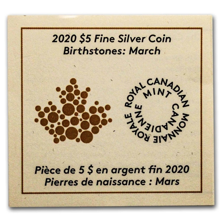 Zilveren munt Maart Birthstone Swarovski 2020