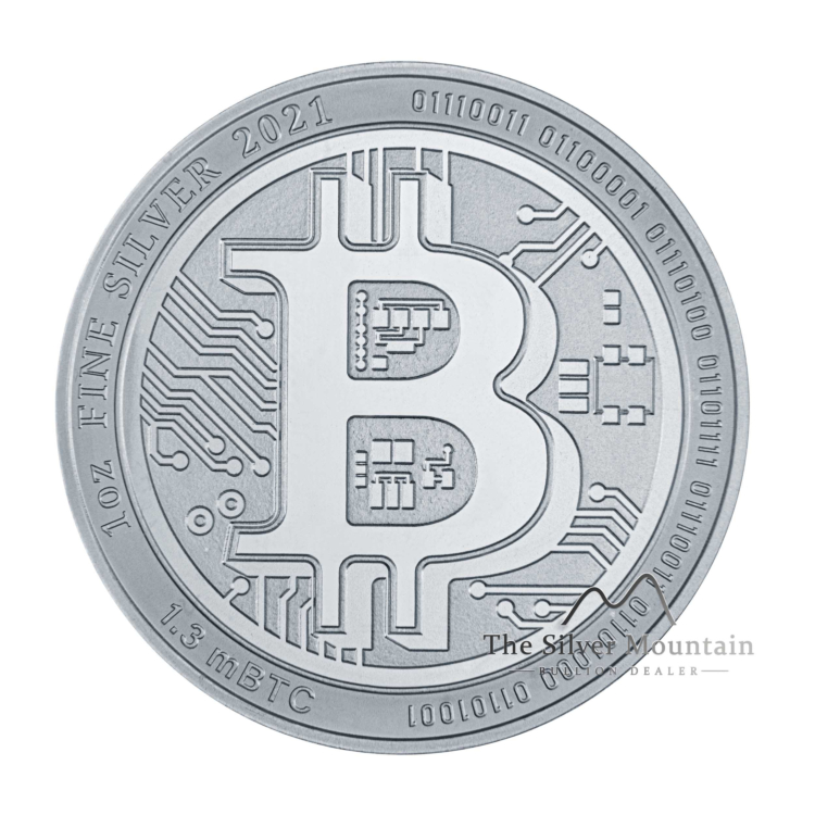 Ontwerp zilveren Bitcoin munt