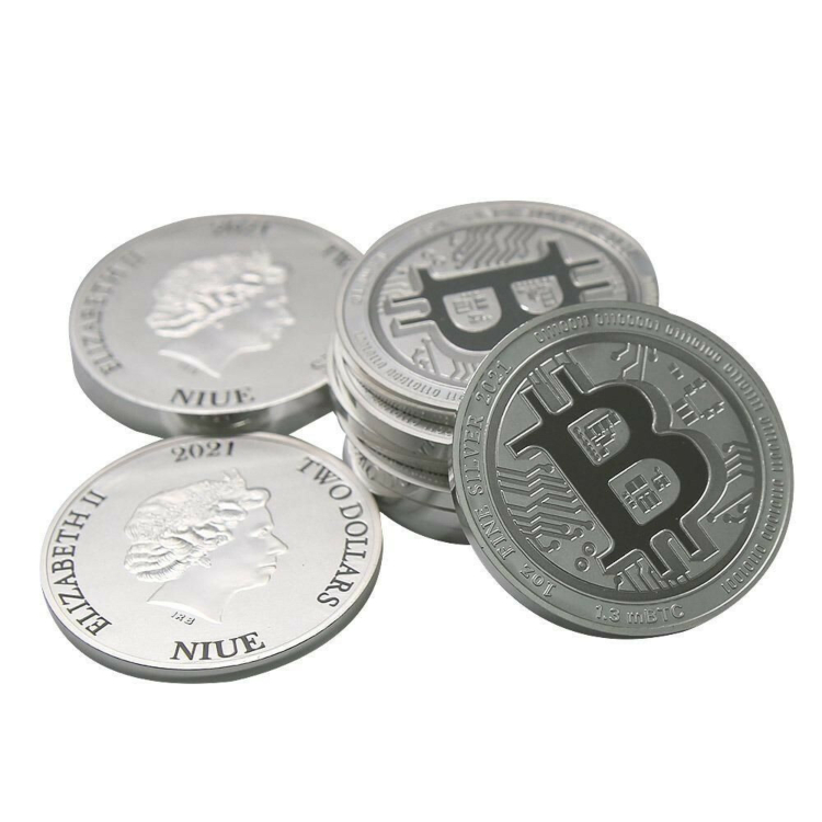 Ontwerp zilveren Bitcoin munt