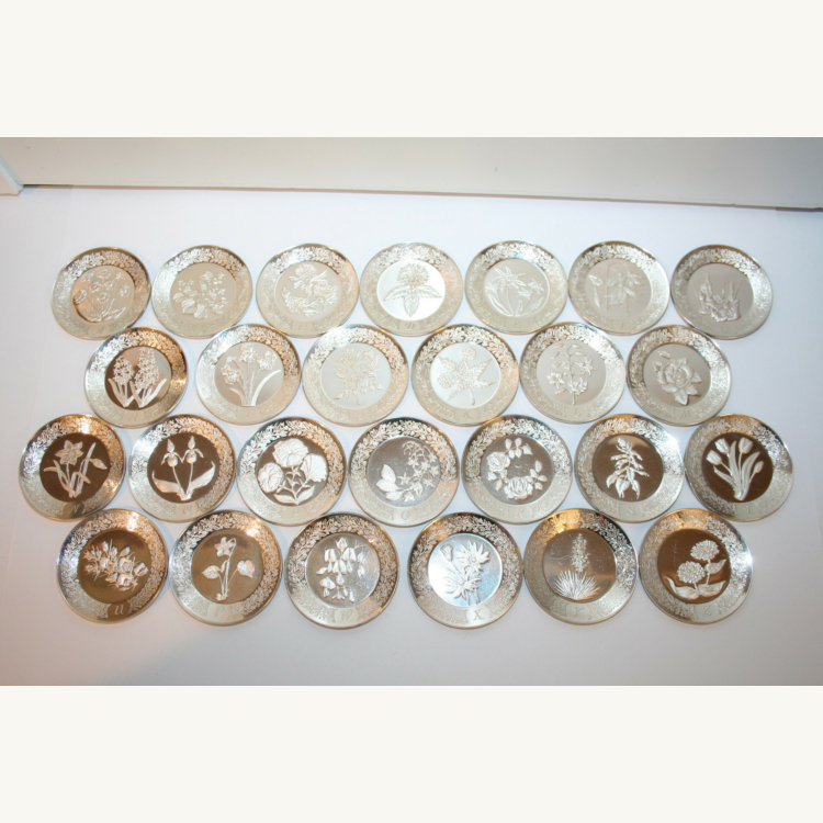Floral alphabet - zilveren penningen - Franklin Mint