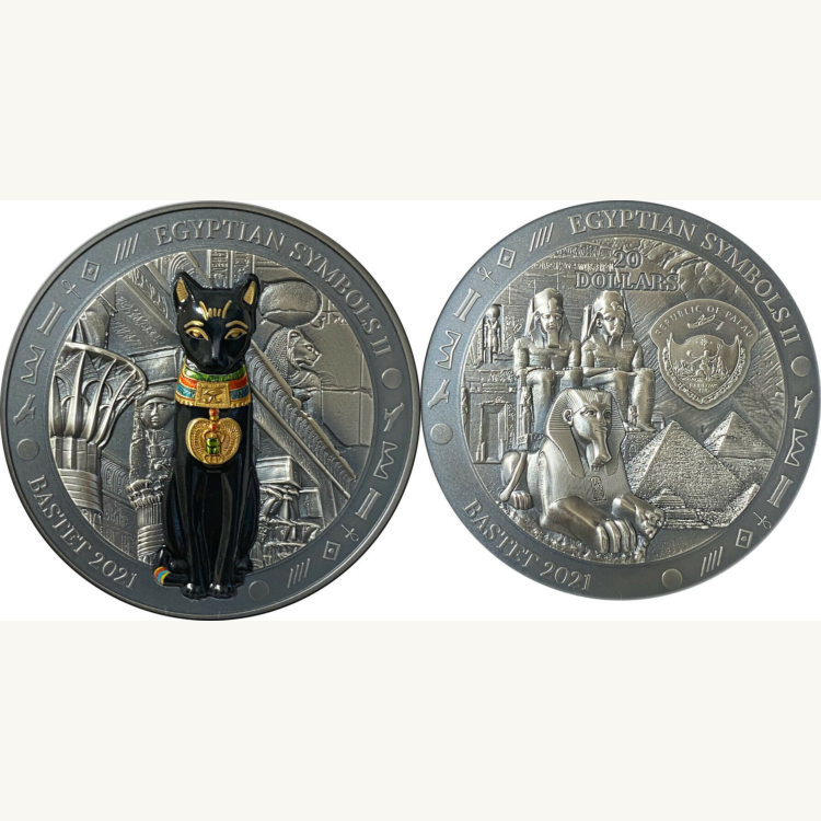 Palau Egyptische symbolen - Bastet - Zilveren munt 2021