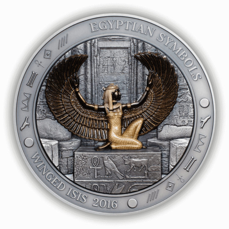 3 Troy ounce zilveren Egyptische Godin Isis munt 2016