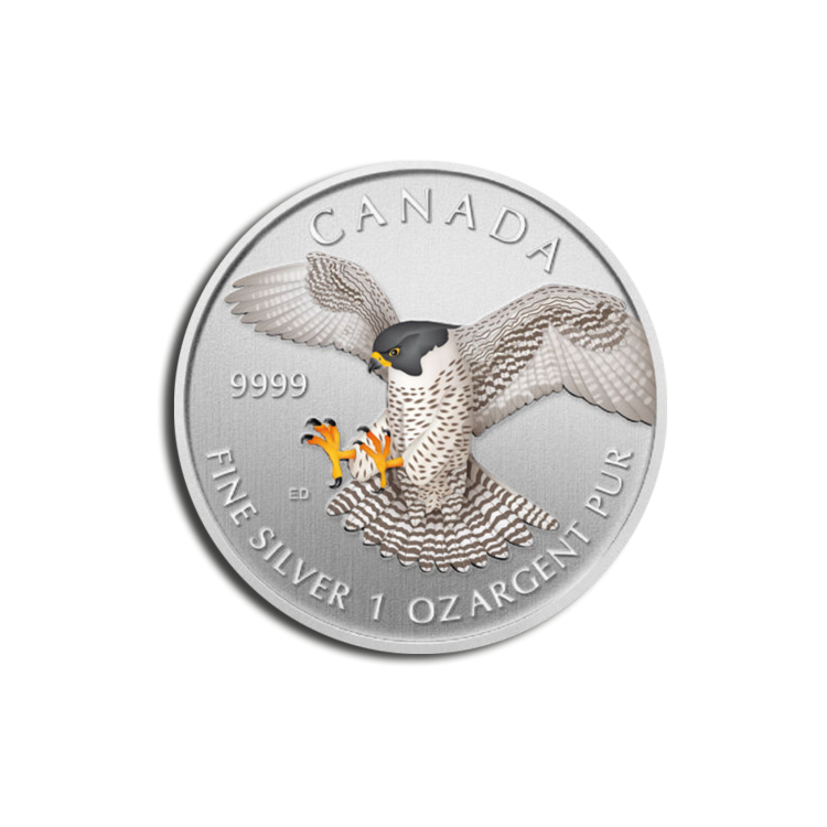 1 troy ounce zilver Falcon gekleurde munt