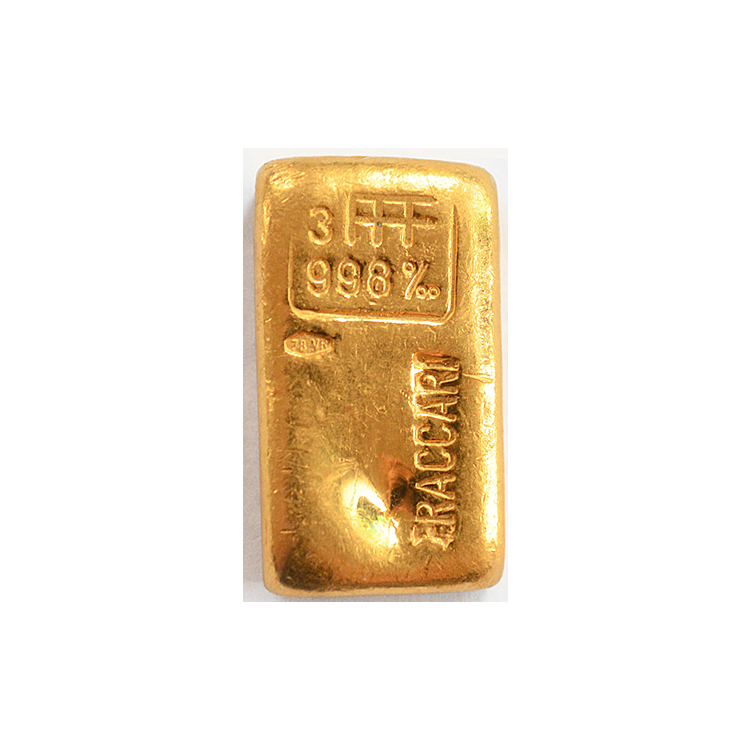 Zeldzame goudbaar 99,91 gram Fraccari