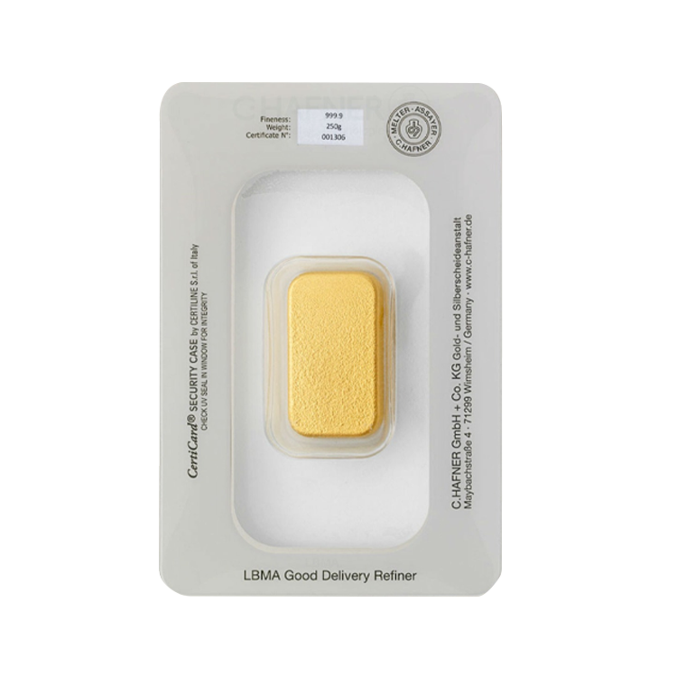 Certificaat van Echtheid C. Hafner goudbaar 250 gram