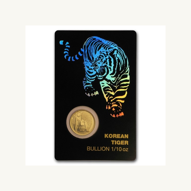 1/10 Troy ounce gouden munt Korean Tiger 2018 in blister