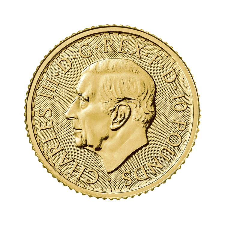 Achterkant van de 1/10 Troy ounce gouden munt Britannia 2024