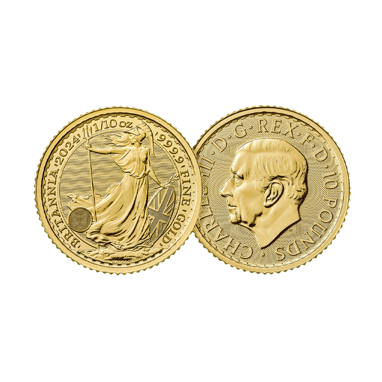 Ontwerp van de 1/10 Troy ounce gouden munt Britannia 2024