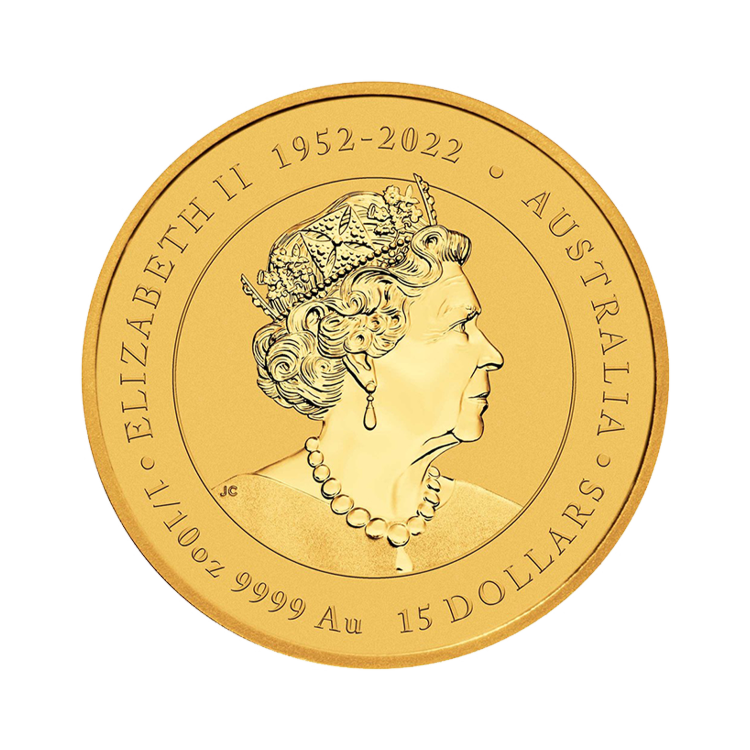 1/10 troy ounce gouden munt Lunar 2024 achterzijde