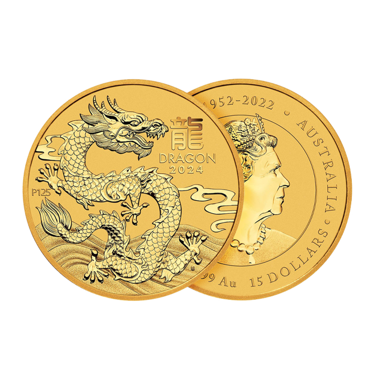 1/10 troy ounce gouden munt Lunar 2024 design