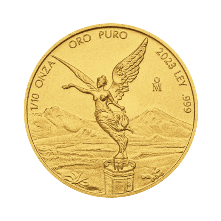 Voorzijde 1/10 troy ounce gouden munt Mexican Libertad 2023