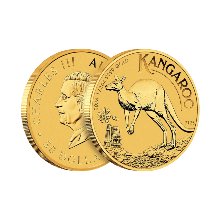Design van de 1/2 troy ounce gouden munt Kangaroo 2024