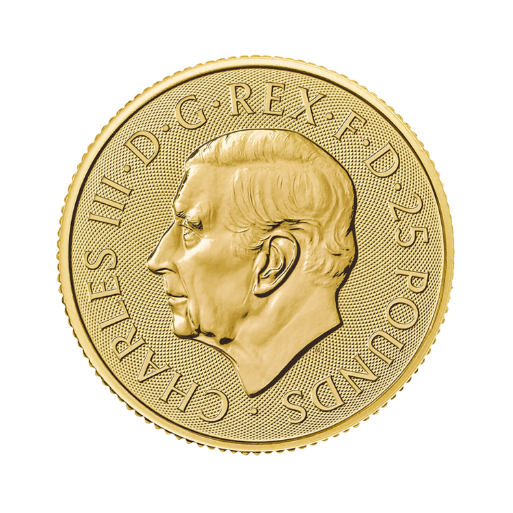 Achterkant van de 1/4 troy ounce gouden munt Britannia 2024