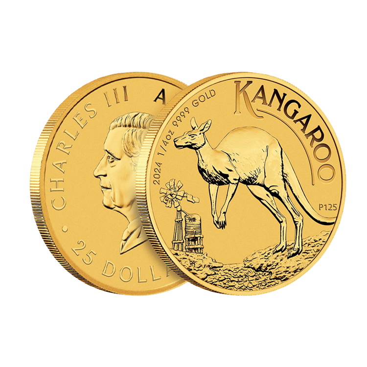 Ontwerp van de 1/4 troy ounce gouden munt Kangaroo 2024