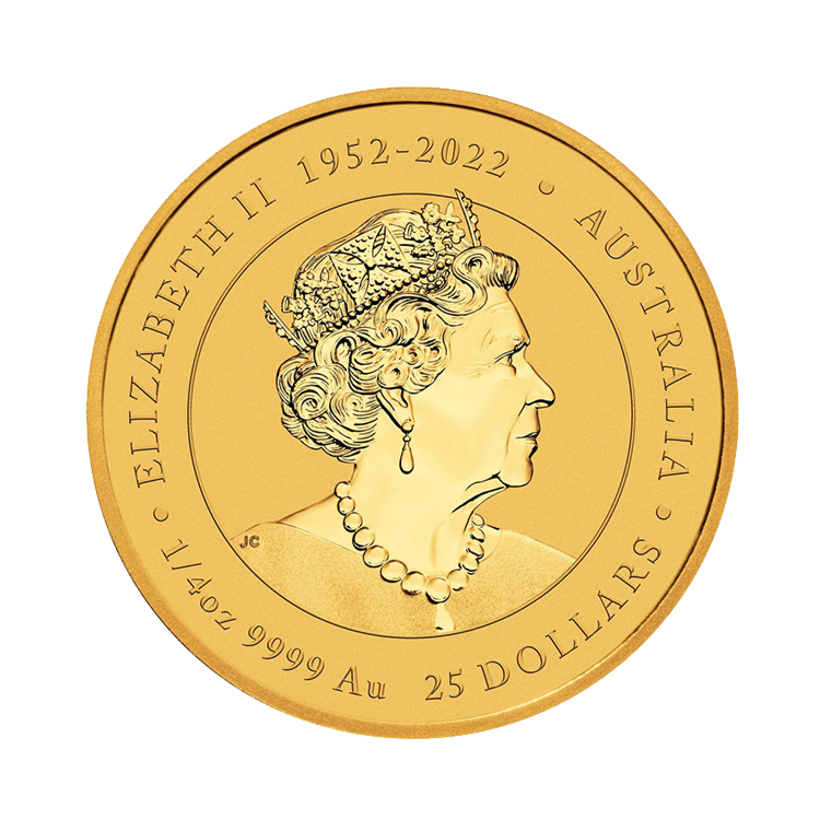 1/4 troy ounce gouden munt Lunar 2024 achterzijde