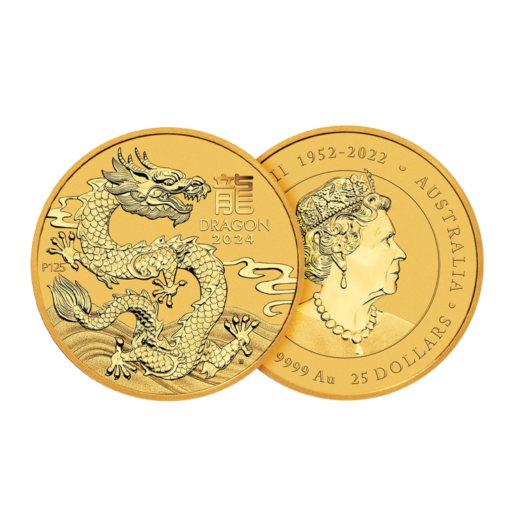 1/4 troy ounce gouden munt Lunar 2024 ontwerp