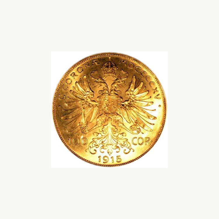 Gouden 100 Coronas munt uit Oostenrijk