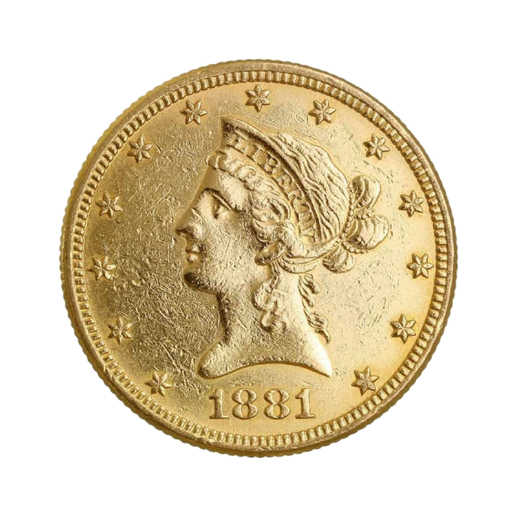 Achterkant gouden American Eagle munt 10 Dollar Liberty Head