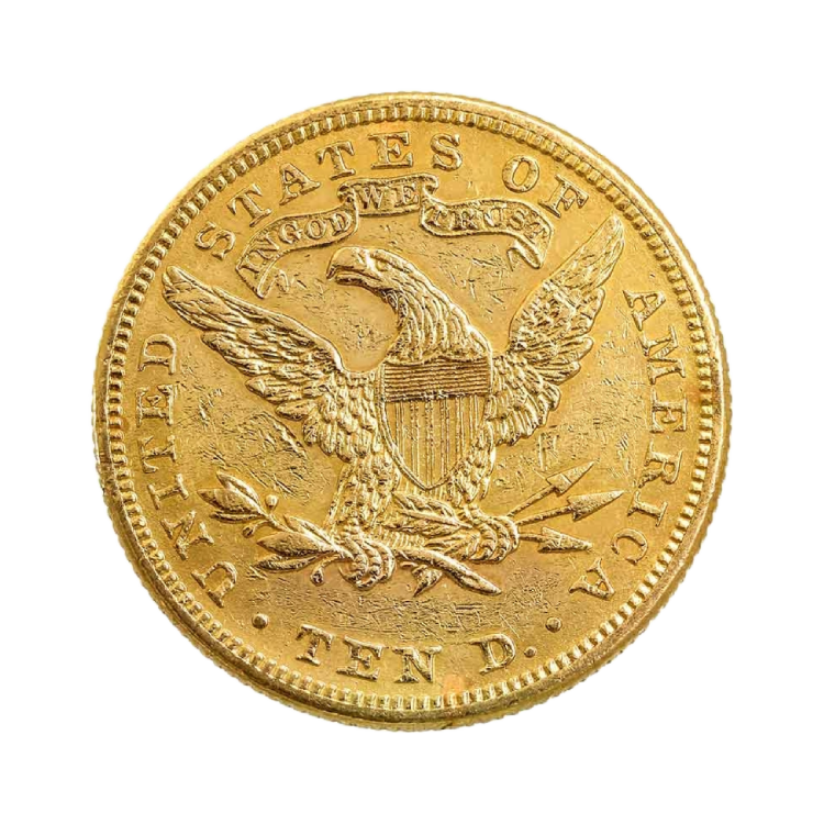 Voorkant gouden American Eagle munt 10 Dollar Liberty Head