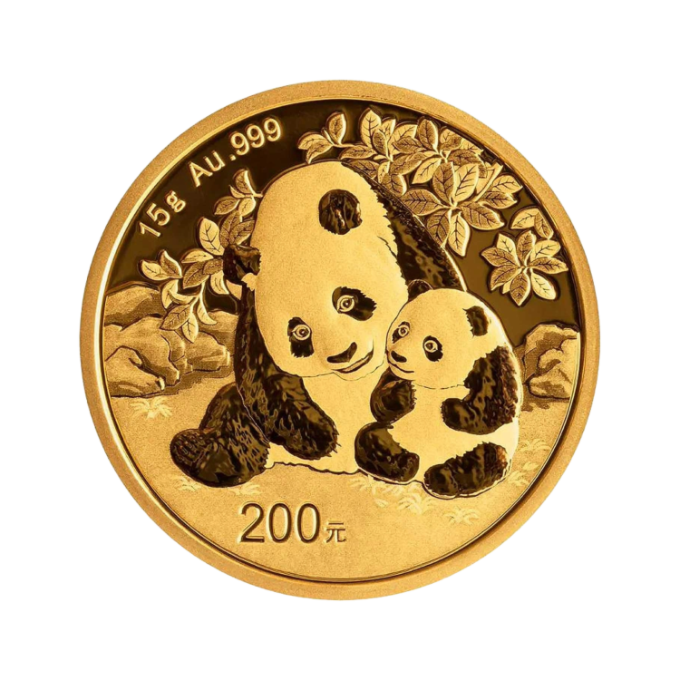 15 gram gouden Panda munt 2024 voorkant