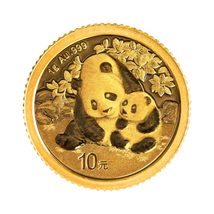 1 gram gouden Panda munt 2024 voorkant