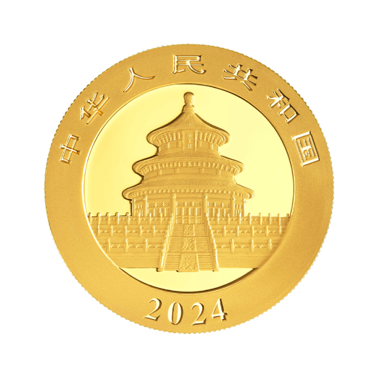30 gram gouden Panda munt 2024 achterkant