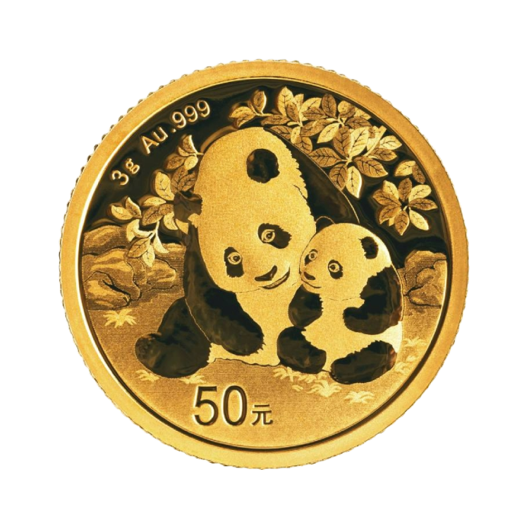 3 gram gouden Panda munt 2024 voorkant