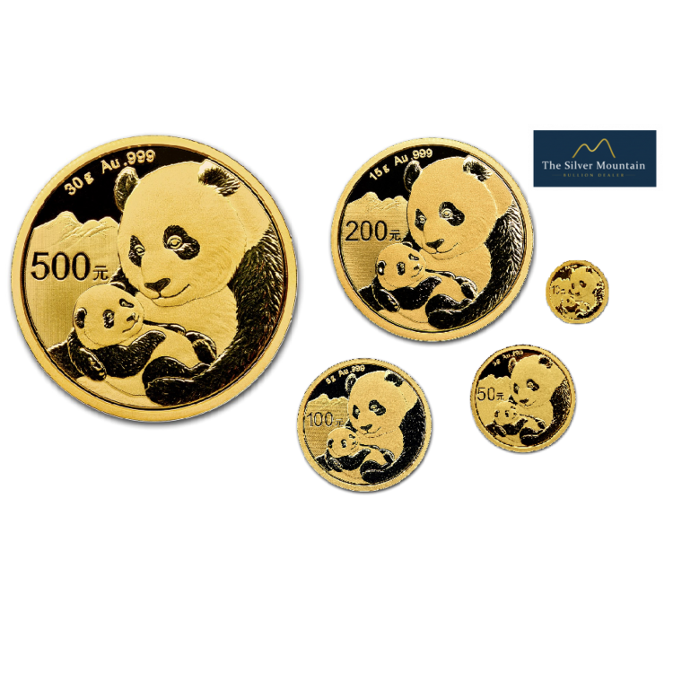 5-Delige set gouden munten Panda 2019