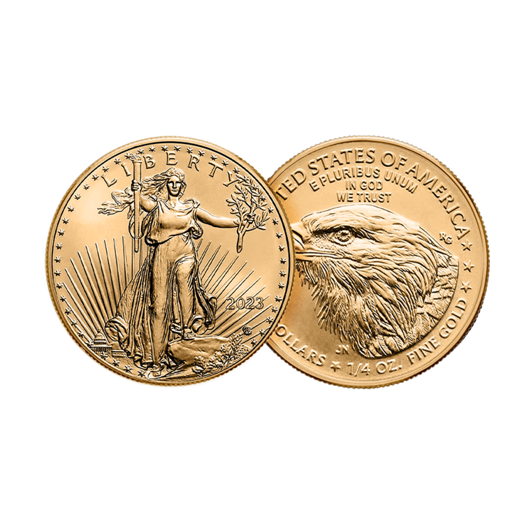 1/4 Troy ounce gouden American Eagle 2023 voor- en achterzijde