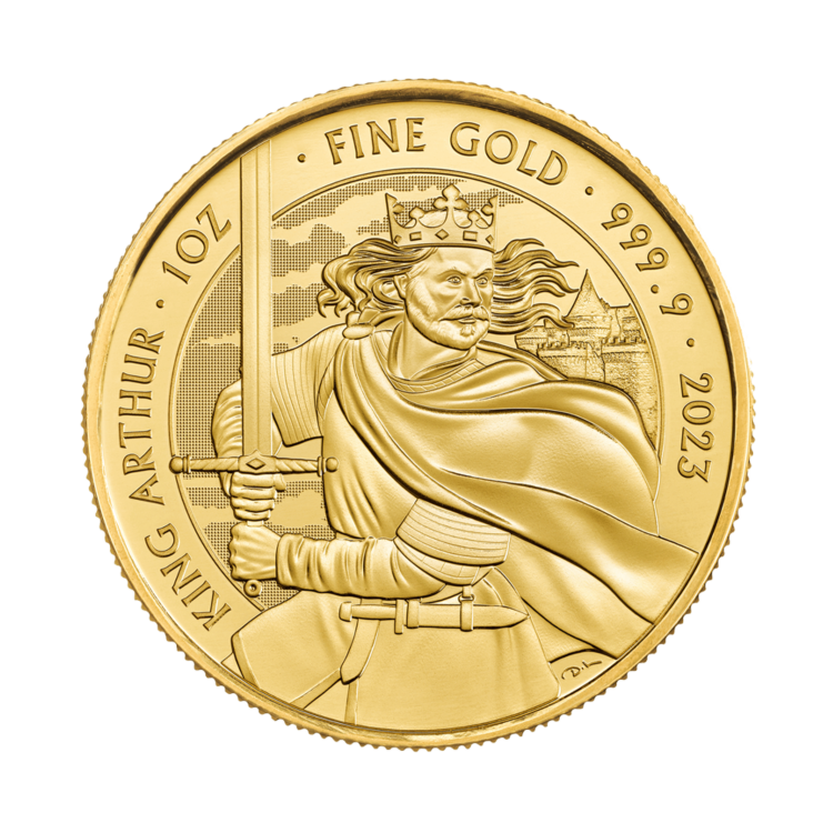 1 troy ounce gouden munt King Arthur 2023 voorkant