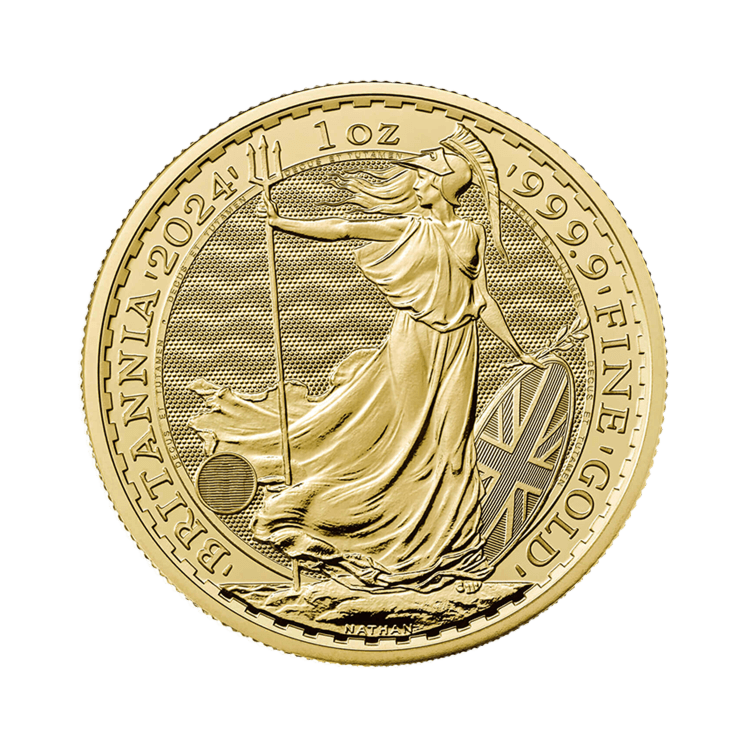 Voorzijde 1 troy ounce gouden Britannia munt 2024