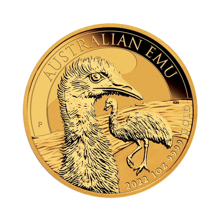 1 troy ounce gouden munt Australian Emoe 2022 voorzijde