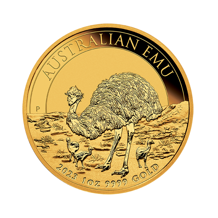 1 troy ounce gouden Australian Emu munt 2023 voorzijde