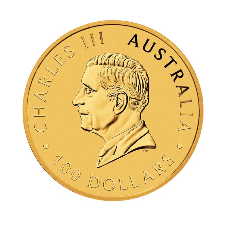 Achterzijde van de 1 troy ounce Australian Kangaroo 2024 munt