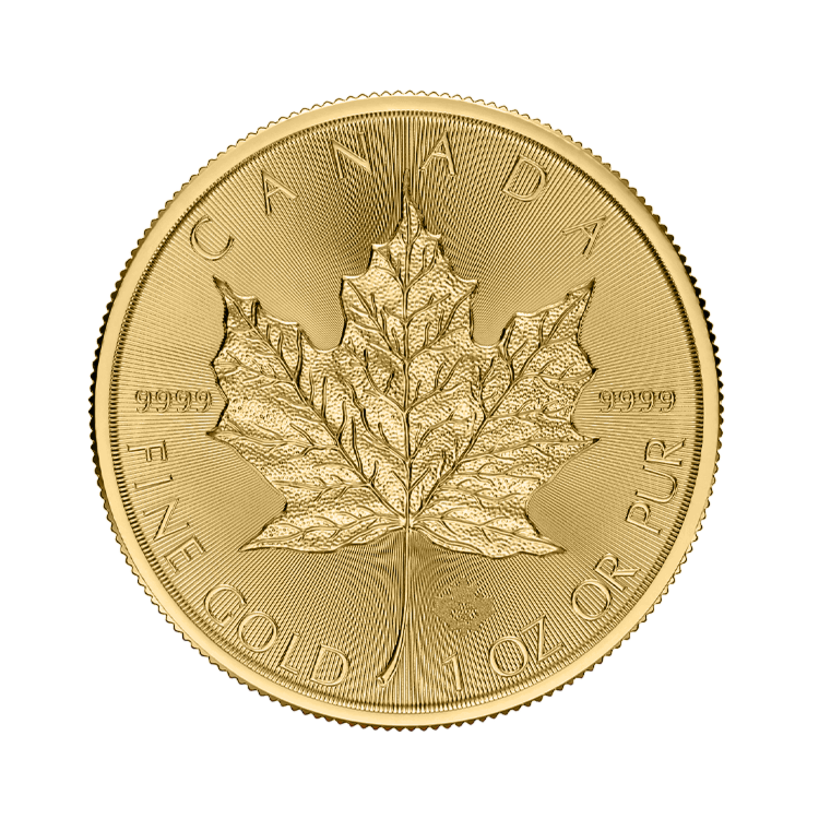 Voorzijde 1 troy ounce gouden Maple Leaf munt 