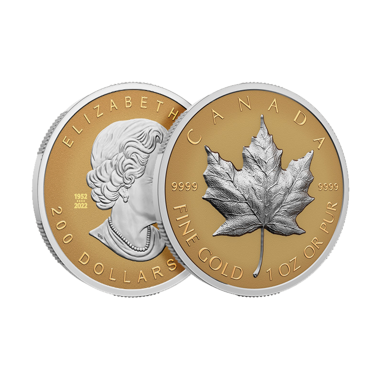 1 troy ounce gouden Maple Leaf 2023 proof ultra high relief voor- en achterkant