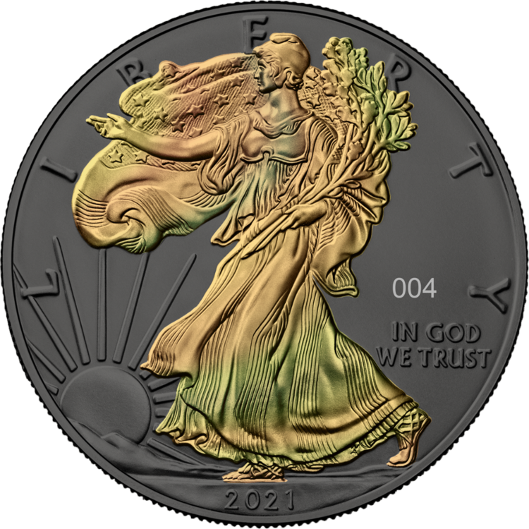 1 troy ounce zilveren munt gouden holo serie American Eagle 2021