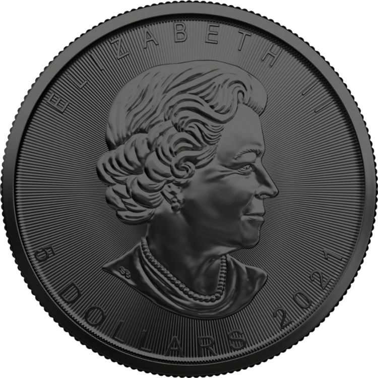 1 troy ounce zilveren munt gouden holo serie Maple Leaf 2021