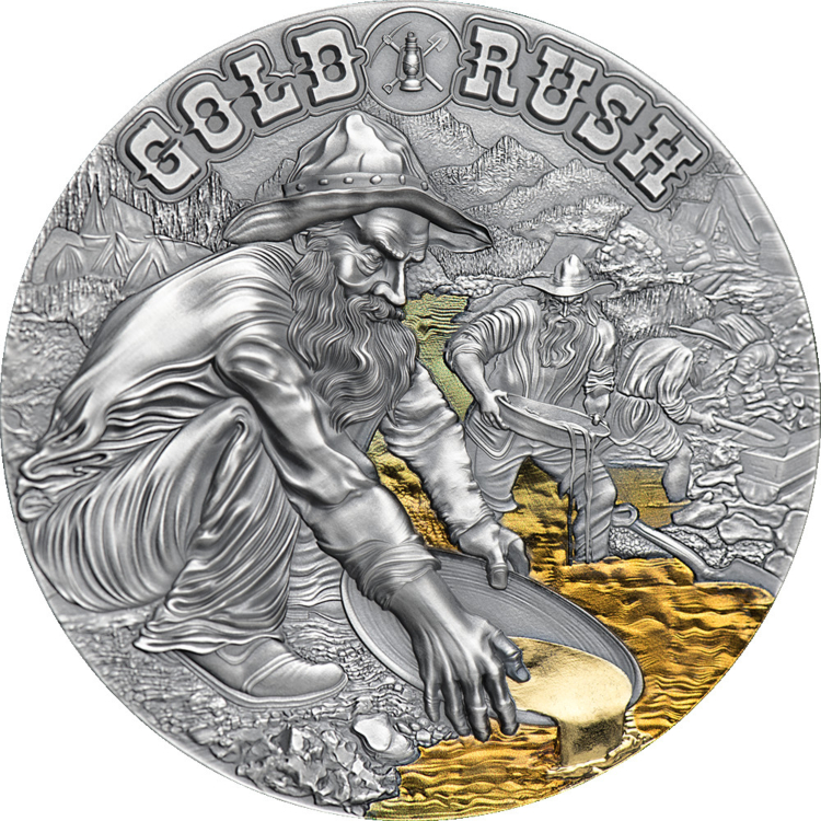 50 Gram zilveren munt Gold Rush 