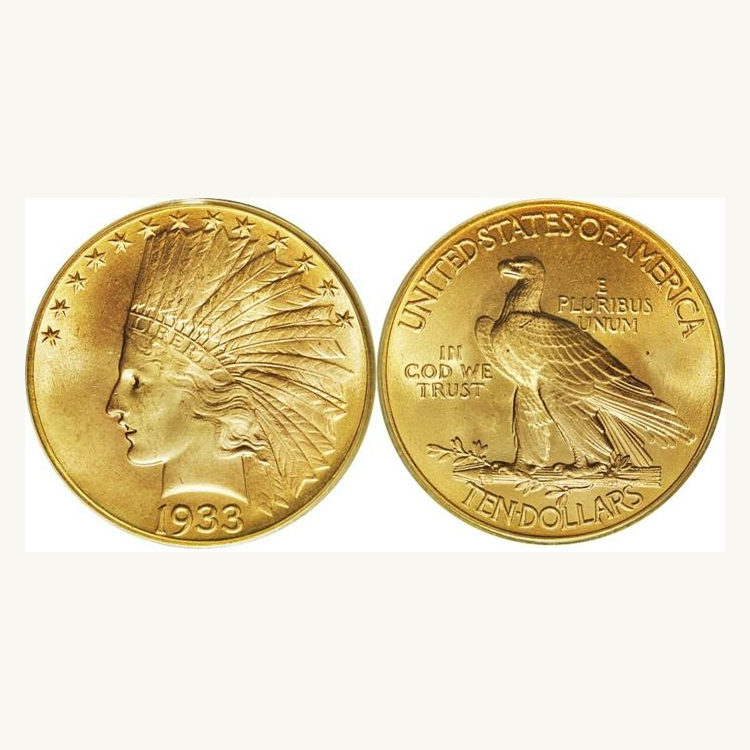 Set van 5 stuks - $10 gouden Indian Head munten