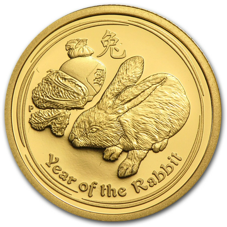 1 troy ounce gouden Lunar munt 2011 - het jaar van het konijn