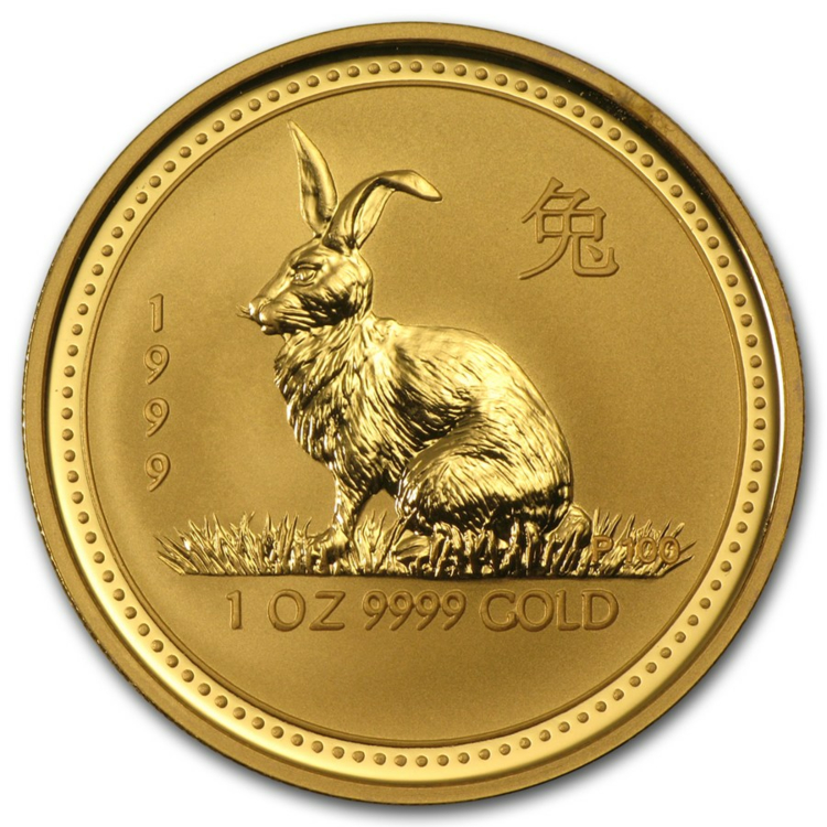 1 troy ounce gouden Lunar munt 1999 - het jaar van het konijn
