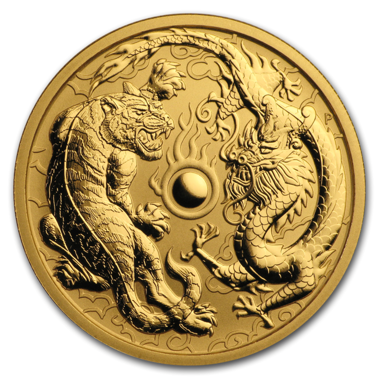 1 Troy ounce Gouden munt Dragon and Tiger 2019